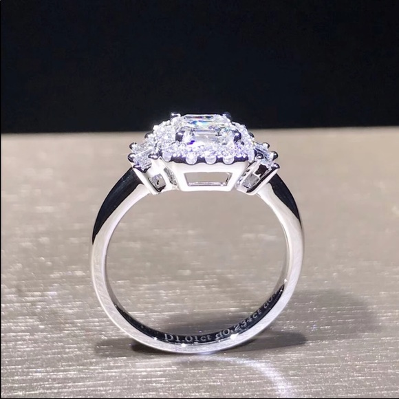 New 925 Silver Dainty Square Cut Diamond Ring 💍 - Picture 3 of 5